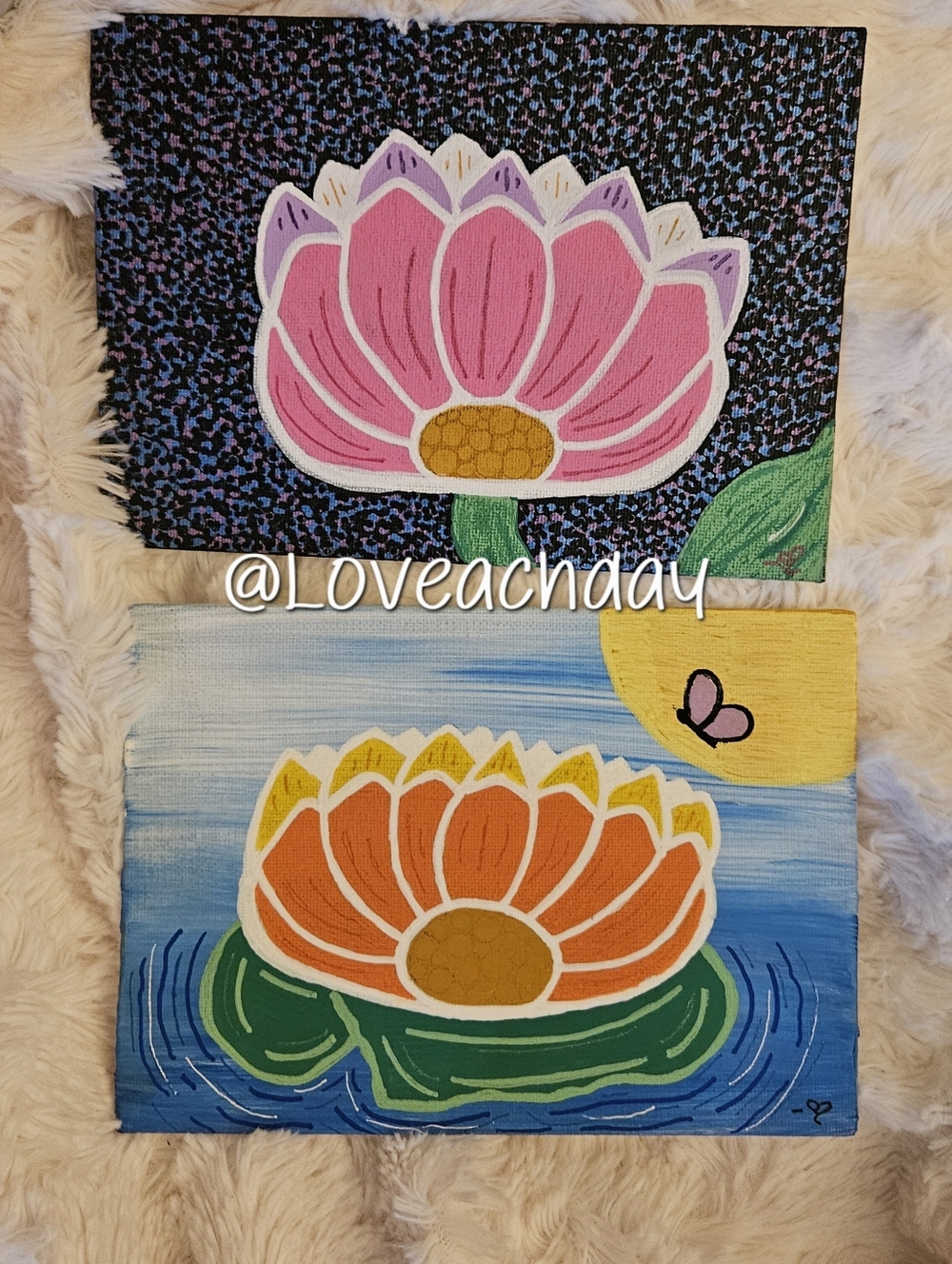 ✨️Pink & Orange Lotus Floral Canvas Art Set